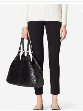 Cole Haan Genevieve Woven Patent & Suede Leather Large Triangle Tote